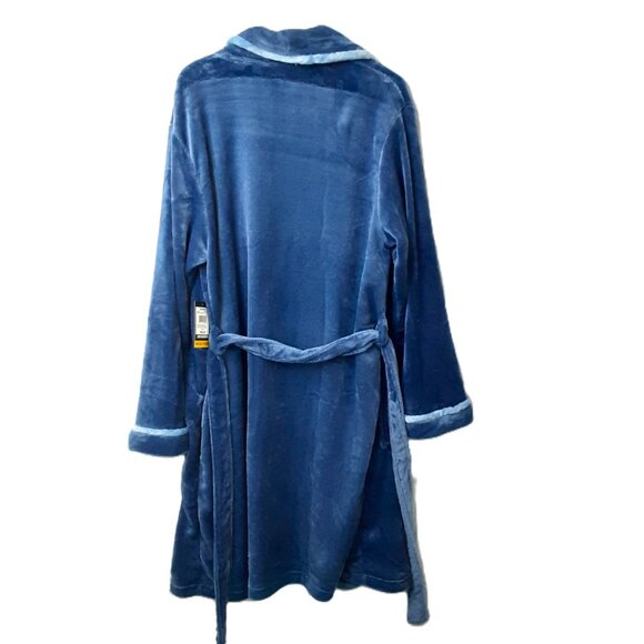 Joe Boxer Womans Belted Robe Size OSFM Long Sleeve Pockets Plush Blue NWT $65. - Picture 2 of 7